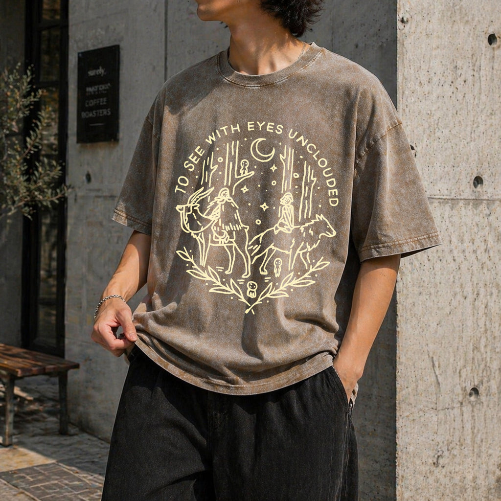 Princess Mononoke Acid 90s Vintage Washed T-Shirt product image 3