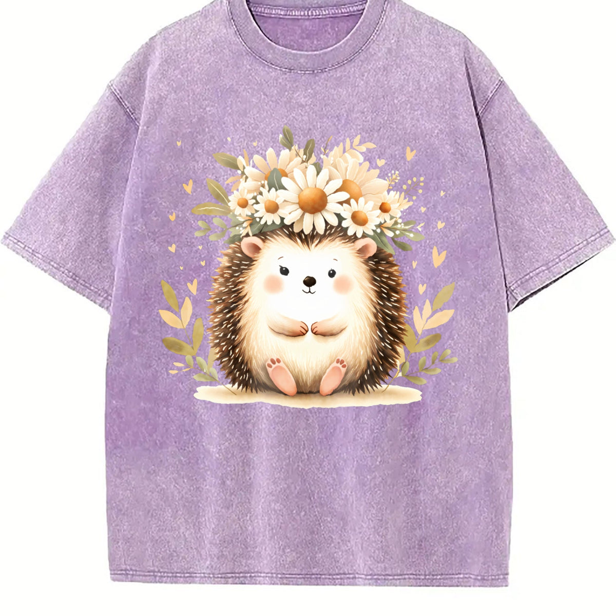 Hedgehog & Daisy - With Cute & Floral Vintage Washed T-Shirt product image 6
