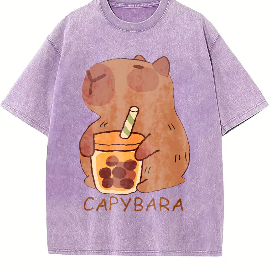 Capybara - Cute & Tea Vintage Washed T-Shirt product image 6