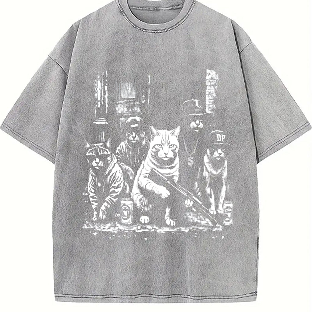 Gangsta Cats Vintage Washed T-Shirt product image 5