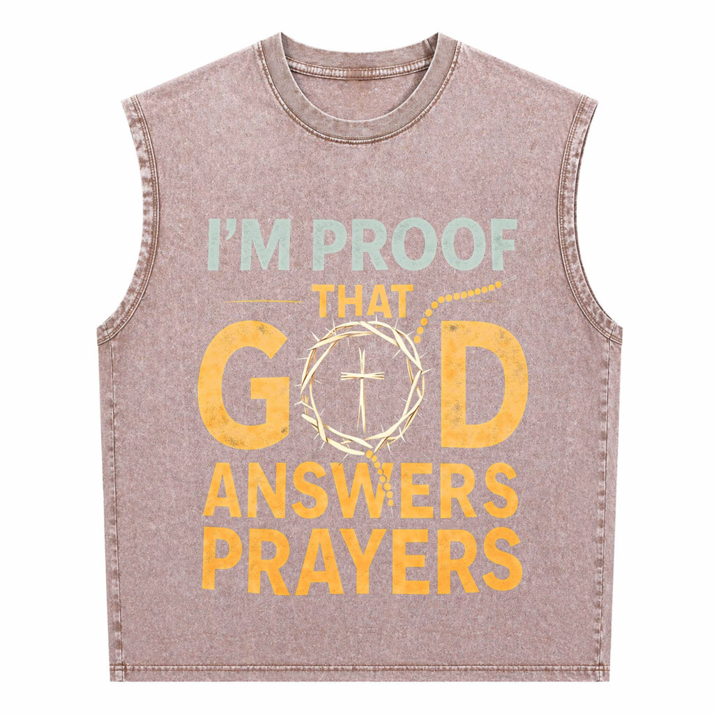 Christian I Am God's Response To Prayer With Crown Men's Washed Tank Top