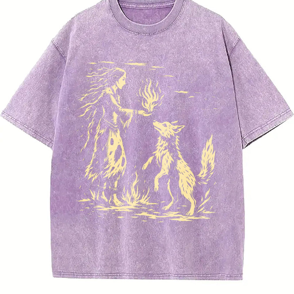 American Native Wolf Vintage Washed T-Shirt product image 6