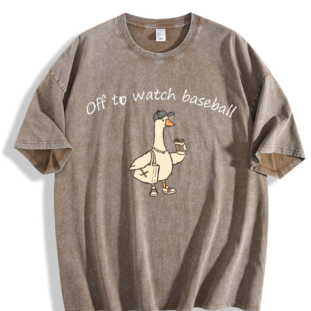 Off To Watch Baseball Goose Vintage Washed T-Shirt product image 3