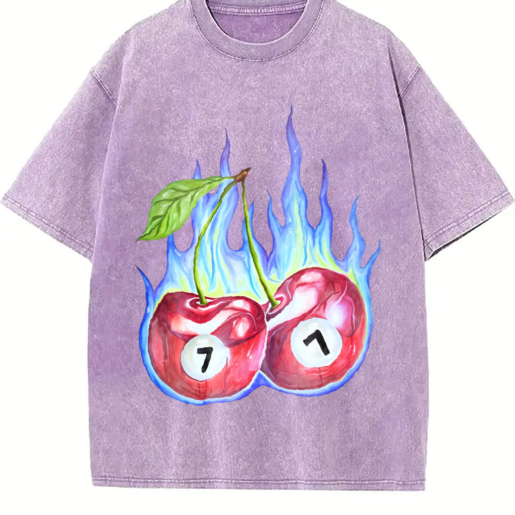 7 Ball Cherry On Fire Vintage Washed T-Shirt product image 6
