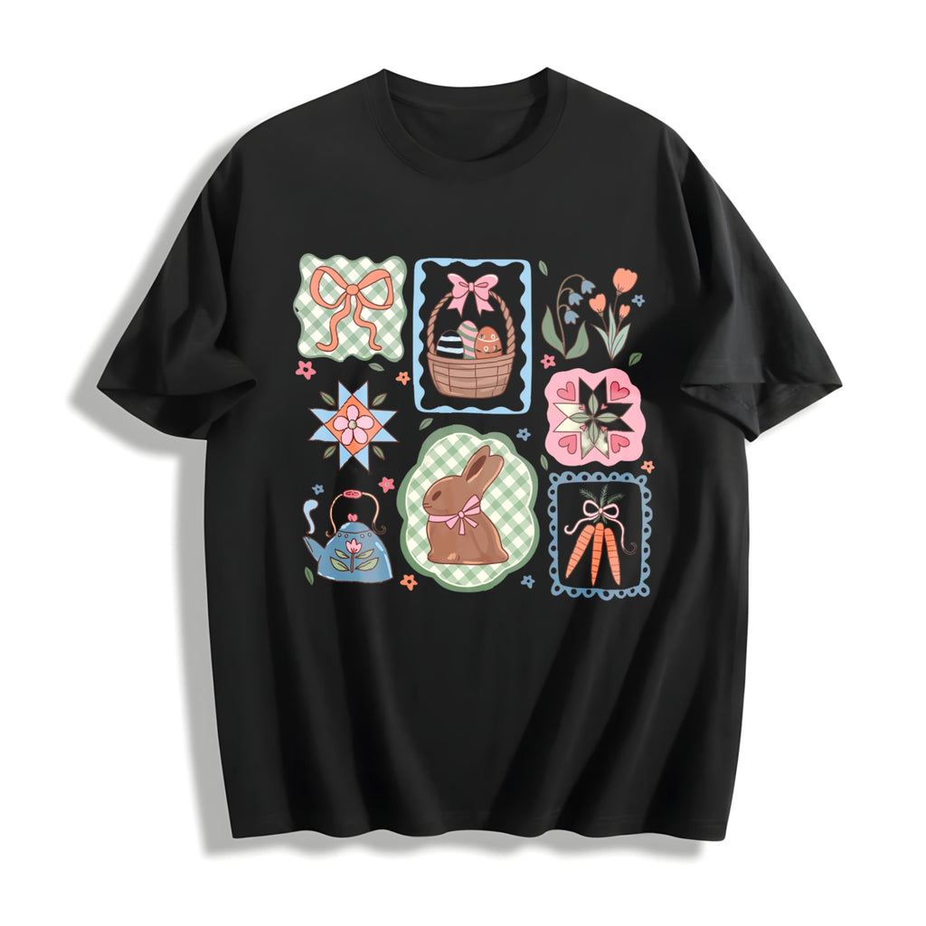 Coquette Bow Easter For Cute Bunnies Cotton T-Shirt product image 1