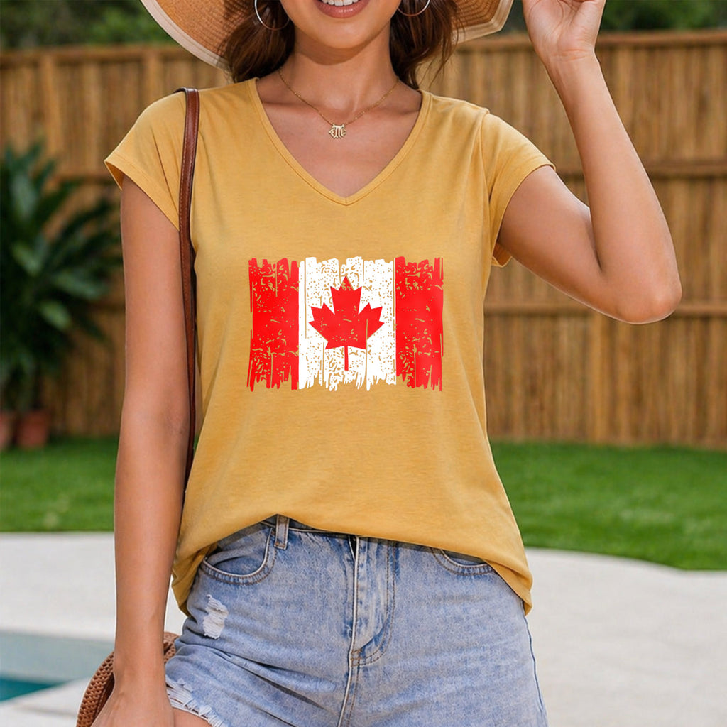 Canada Day Flag Women's V-Neck Tank Top