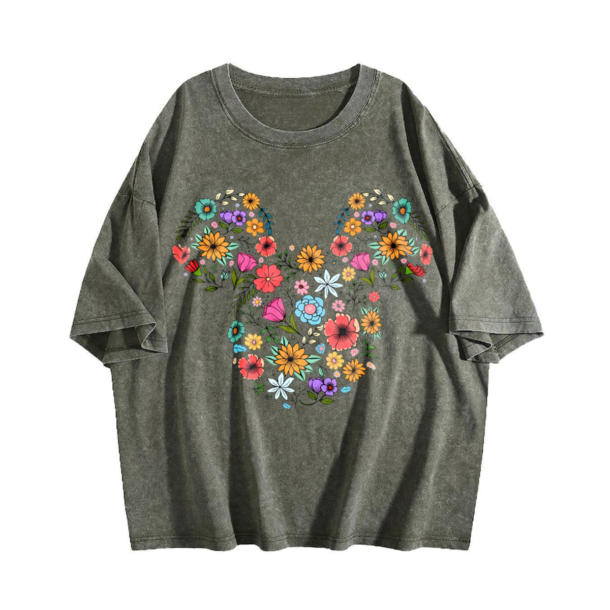 Floral Mouse Head Vintage Washed T-Shirt product image 4