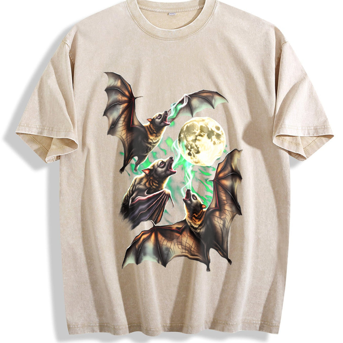 Bats Howling To Moon 90s Vintage Washed T-Shirt product image 1