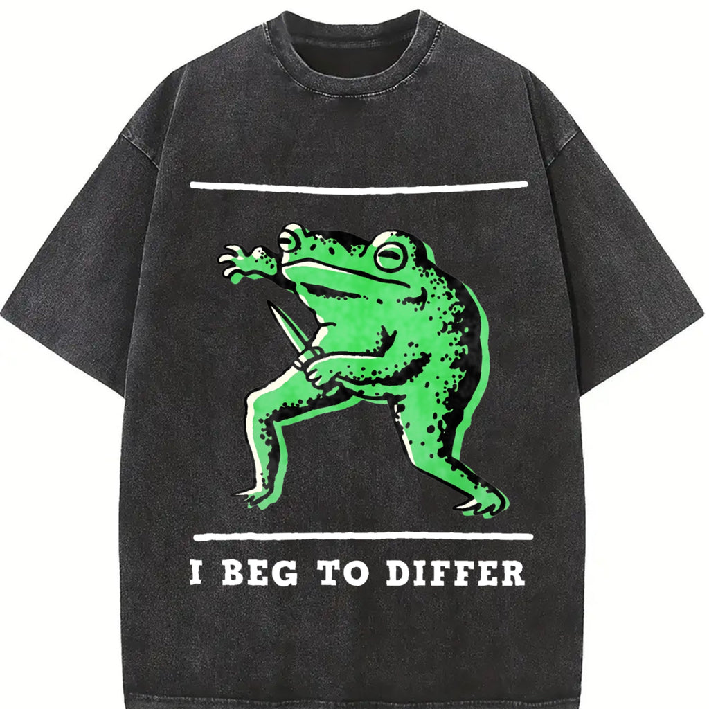 Black With Green Frog I Disagree Batik Vintage Washed product image 2