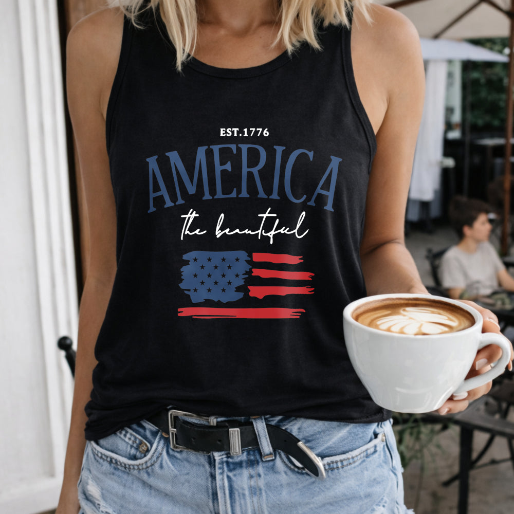 Patriotic American Flag For - America The Beautiful Women's Tank Top