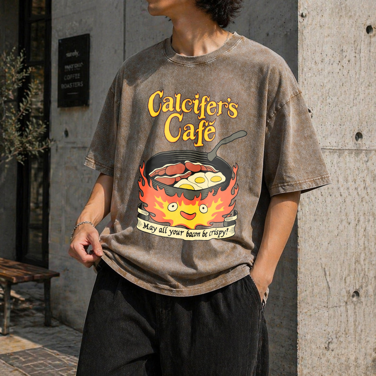 Calcifer's Cafe Howl's Moving Castle Vintage Washed T-Shirt product image 3