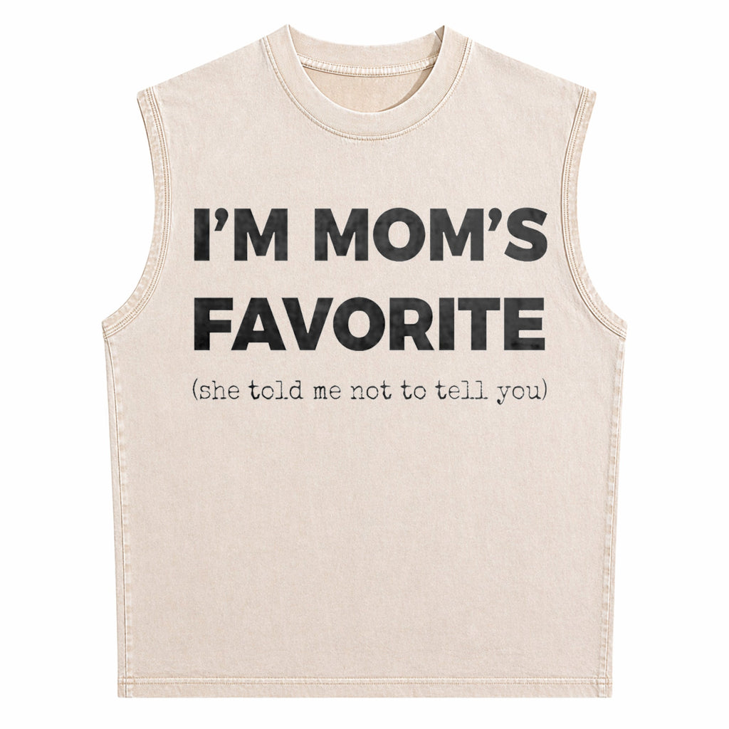Funny Moms Favorite Son Daughter I'm Mom's Favorite Golf Men's Washed Tank Top