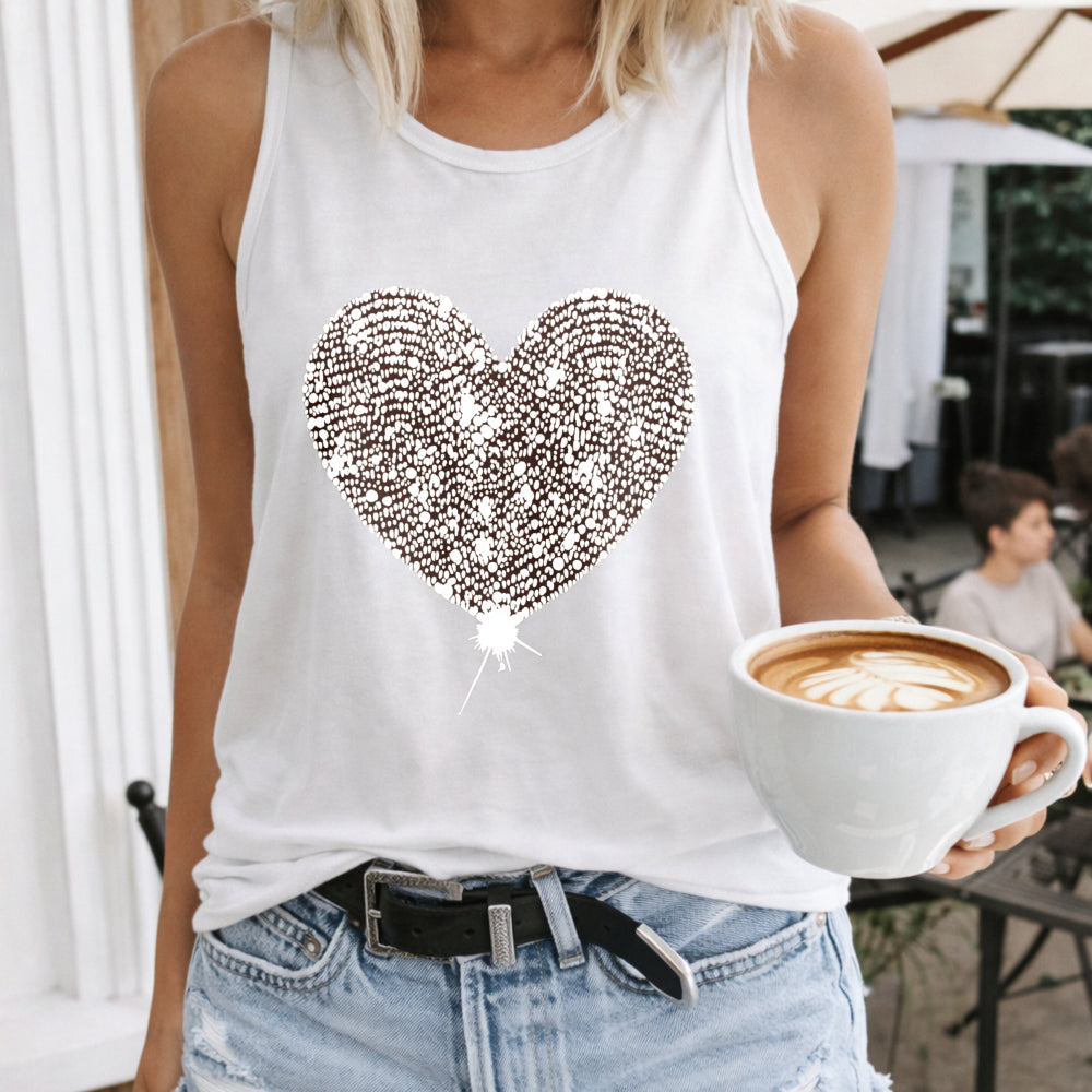Artistic Texture Heart-shaped And Halter Women's Tank Top
