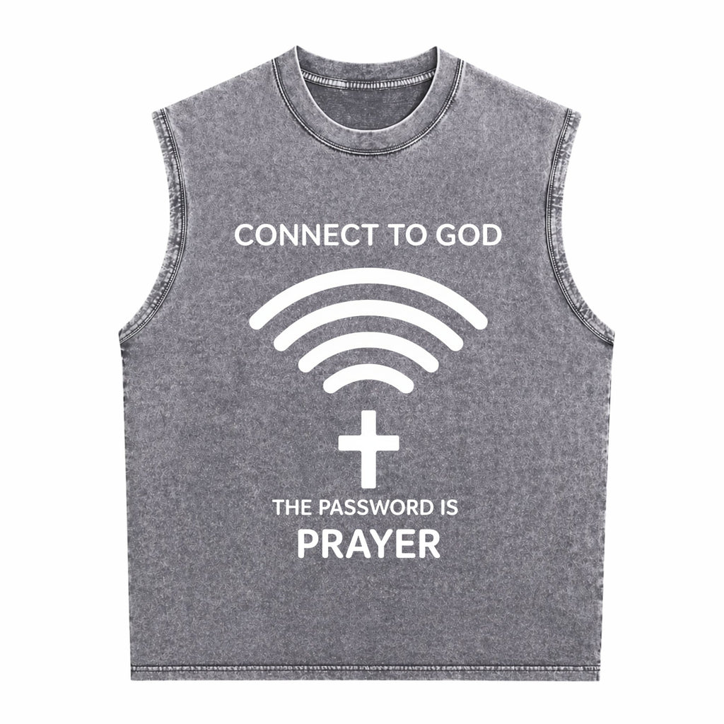 Connect To God The Password Ls Prayert- 100 Men's Washed Tank Top