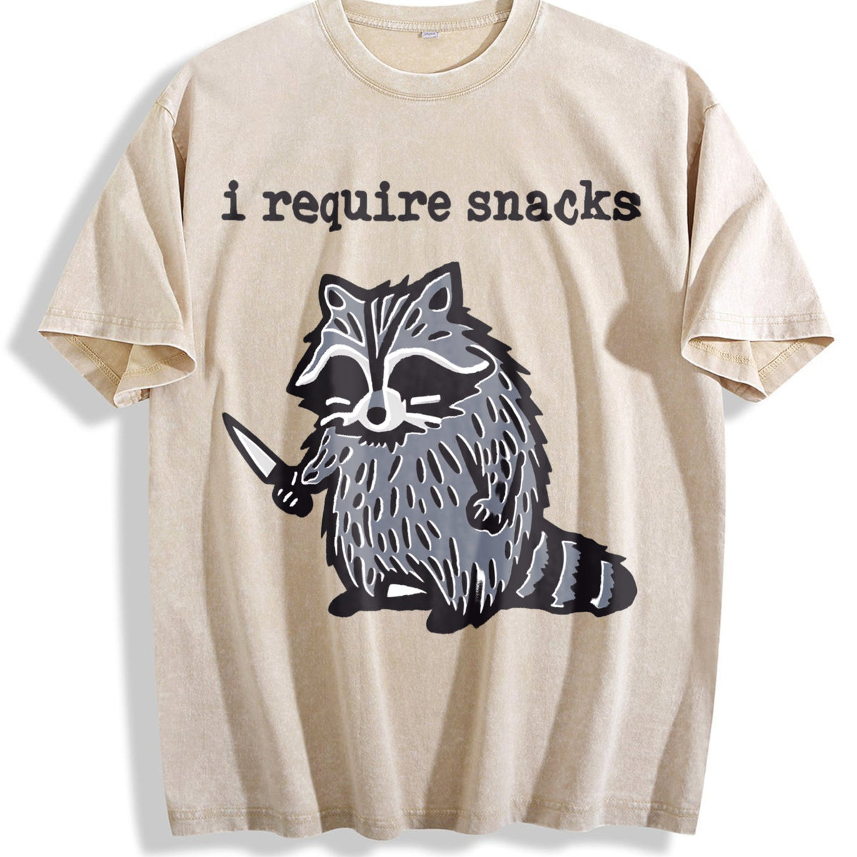 Winter Animal Snack Thief Raccoon Vintage Washed T-Shirt product image 1