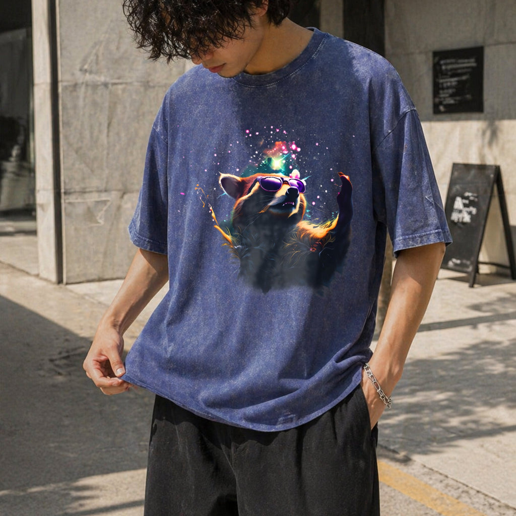 Cosmic Raccoon Vintage Washed T-Shirt product image 8