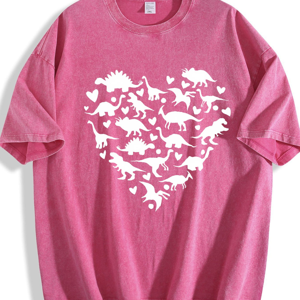Heart-shaped Dinosaur Summer Vintage Washed T-Shirt product image 7