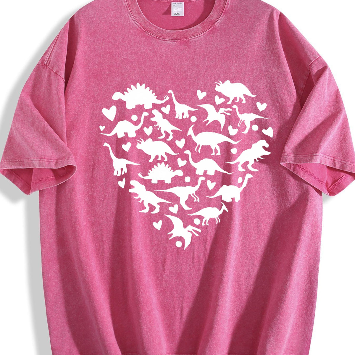 Heart-shaped Dinosaur Summer Vintage Washed T-Shirt product image 7