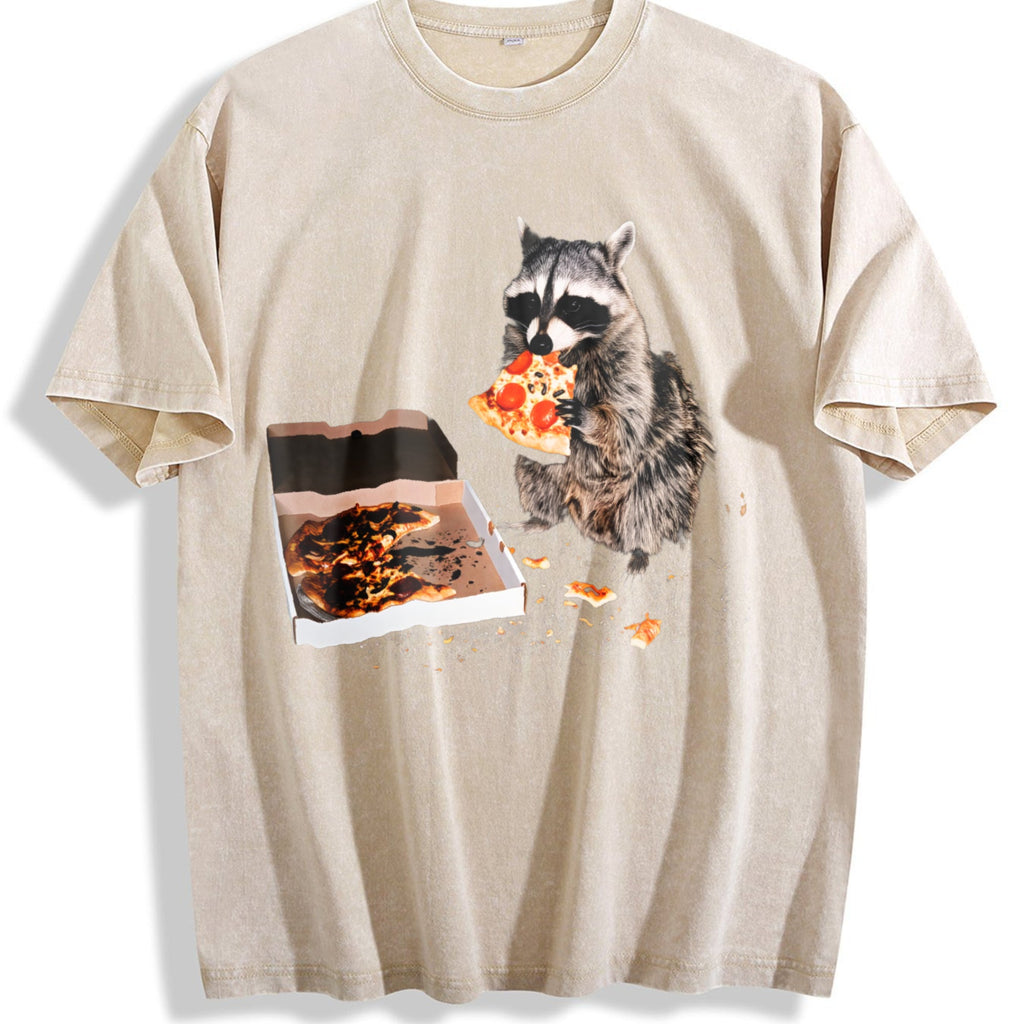 Raccoon Eating Pizza 90s Vintage Washed T-Shirt product image 1