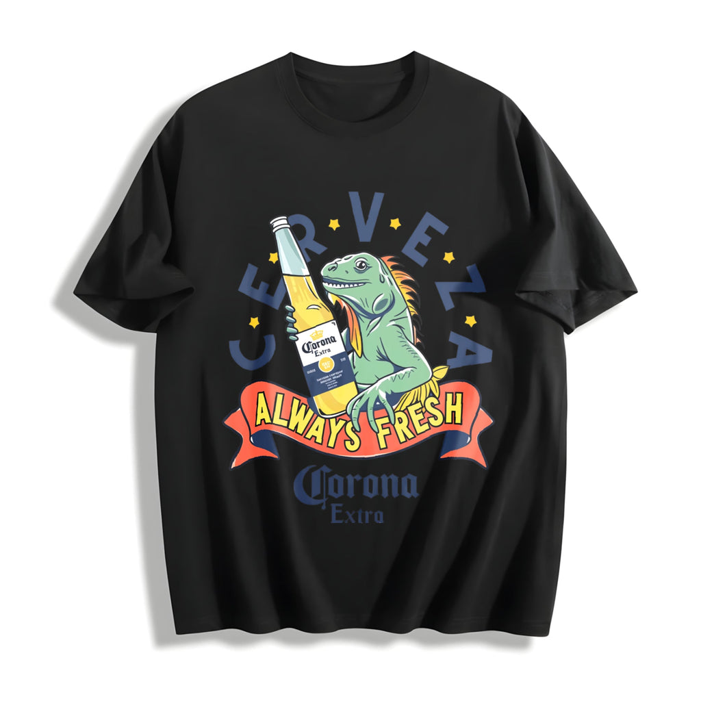 Lizard Holding A Beer Cotton T-Shirt product image 1