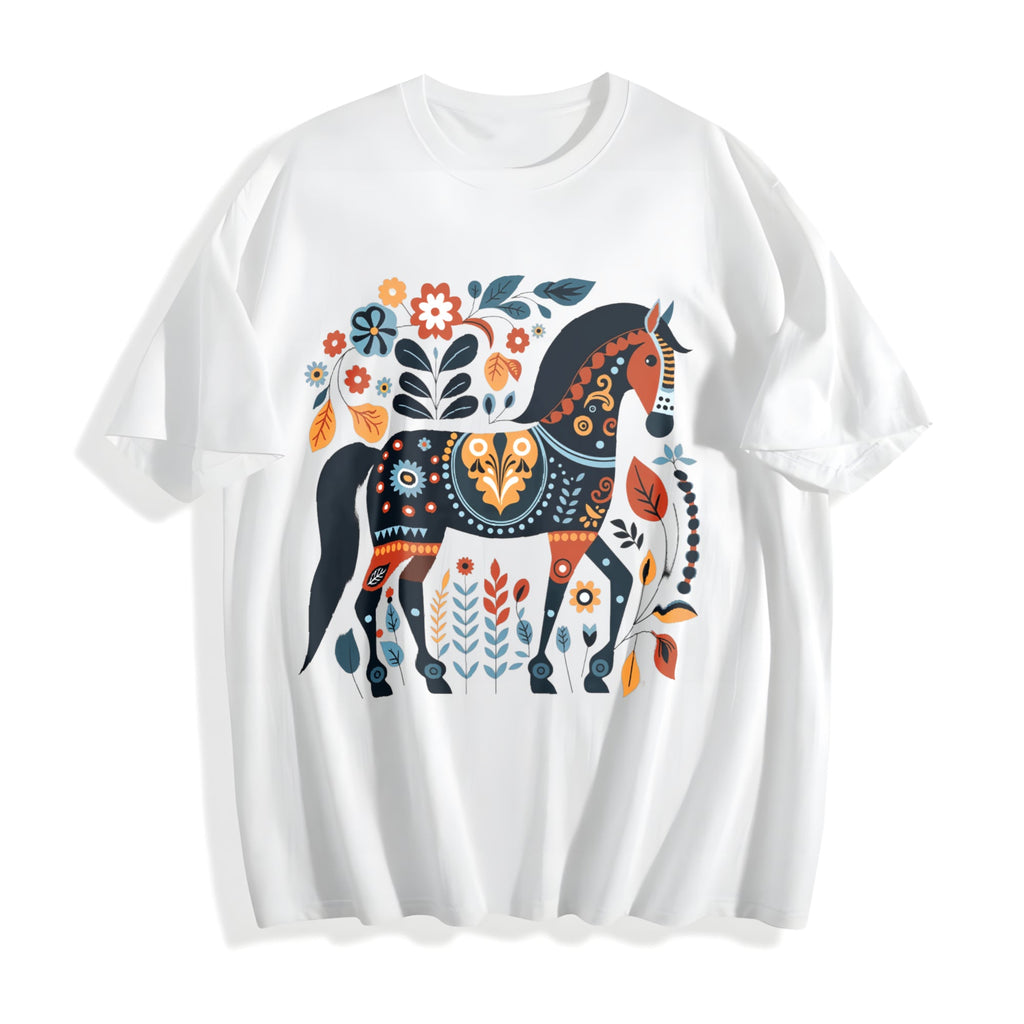 Bohemian Horse & Floral - Summer Cotton T-Shirt product image 2