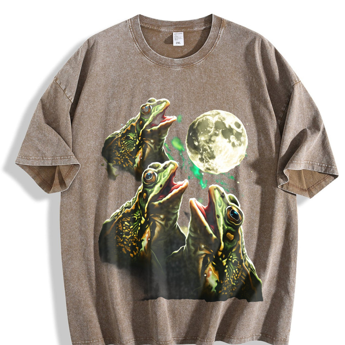Frogs Howling To Moon 90s Vintage Washed T-Shirt product image 3
