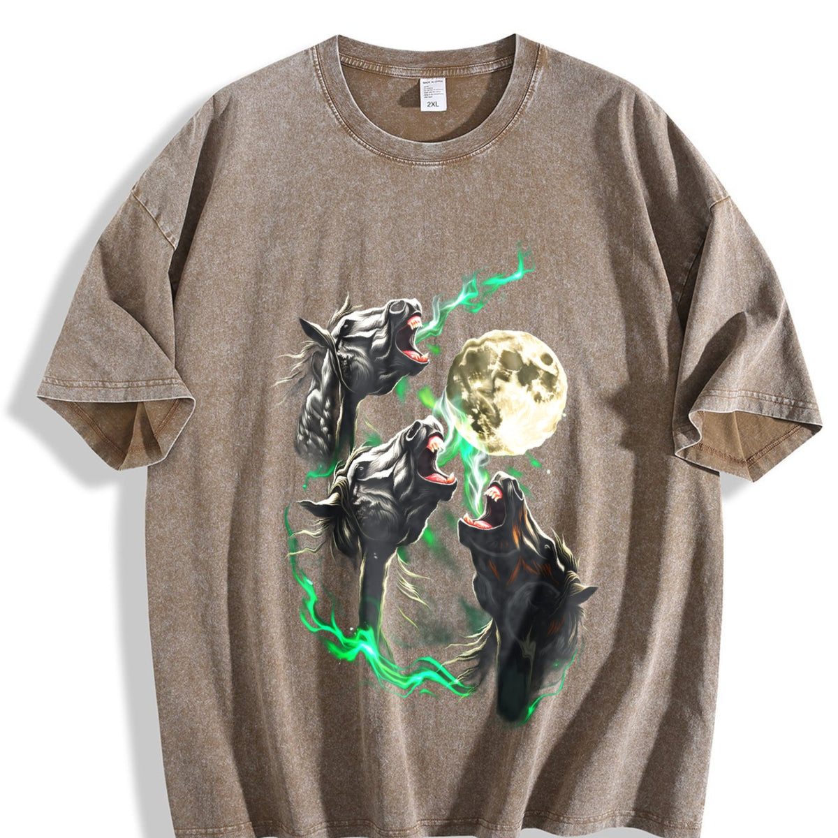 Horse Howling To Moon 90s Vintage Washed T-Shirt product image 3