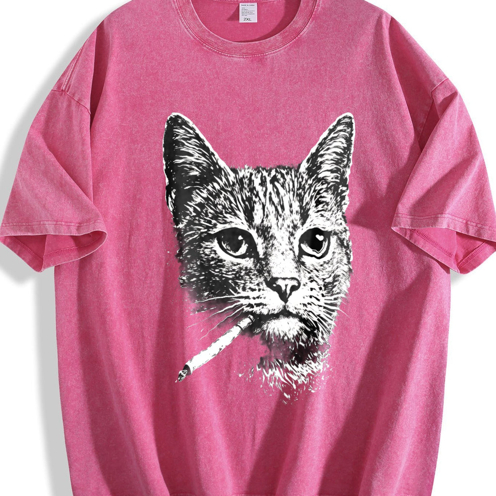Funny Smoking Cat Meme Vintage Washed T-Shirt product image 7