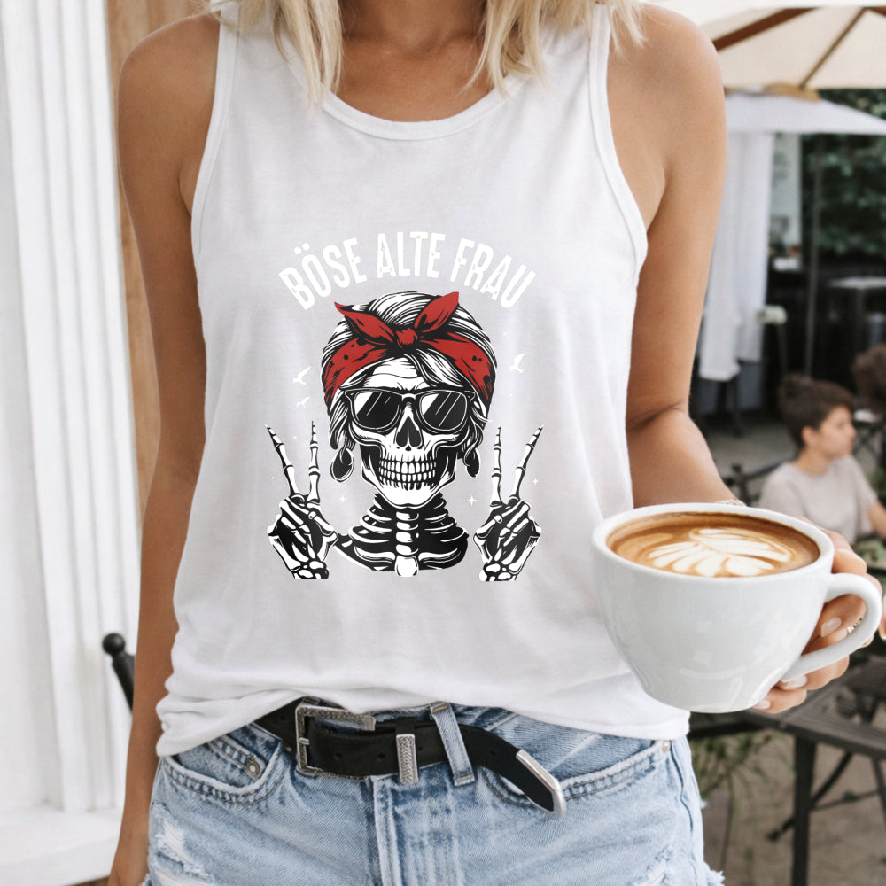 Racer With Glasses-wearing Skeleton Women's Tank Top