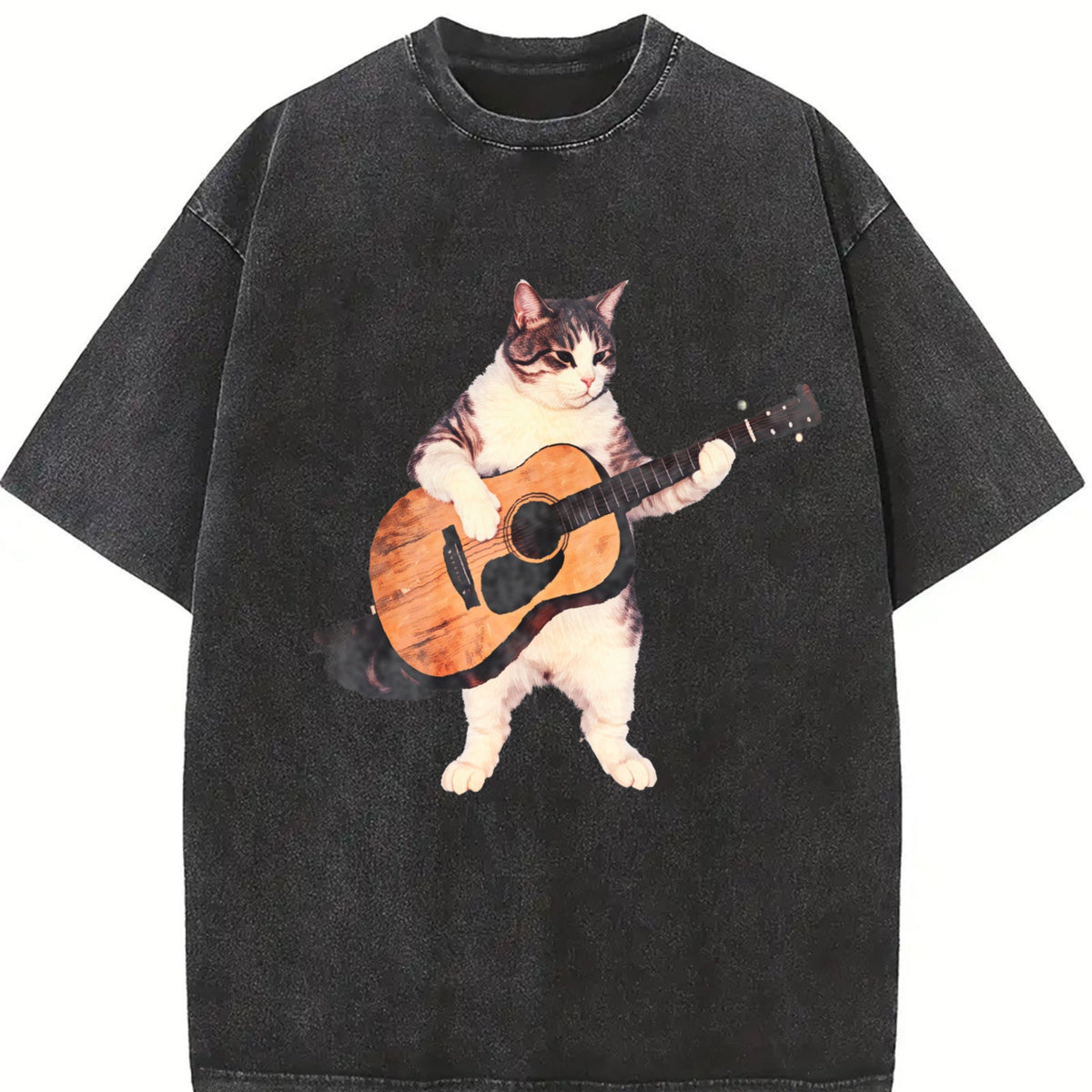 Guitar Cat Vintage Washed T-Shirt product image 2