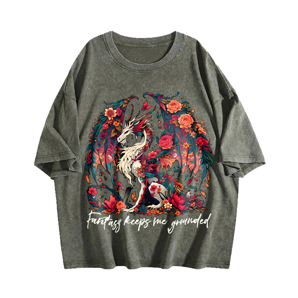Dragon In A Bouquet Of Flowers Fantasy Keeps Me Vintage product image 4