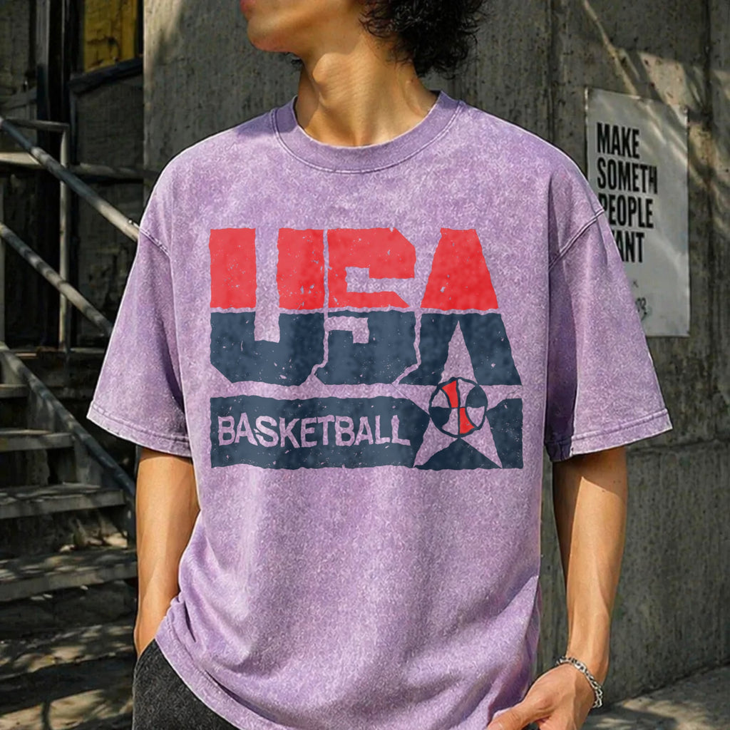 Summer USA Basketball Vintage Washed T-Shirt product image 6