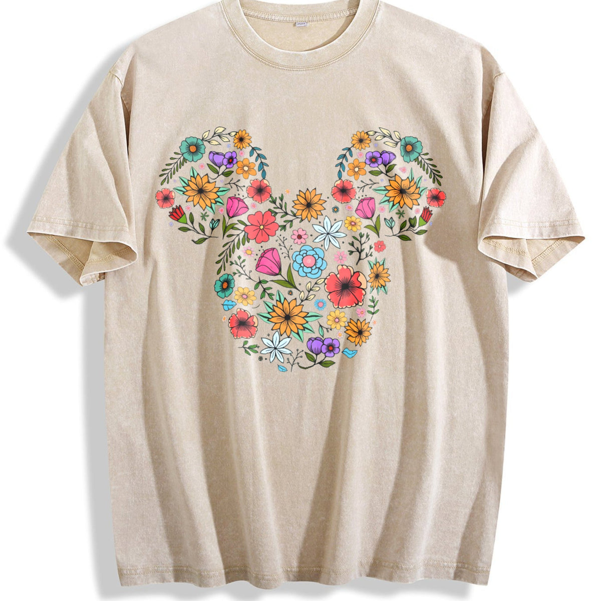 Floral Mouse Head Vintage Washed T-Shirt product image 1