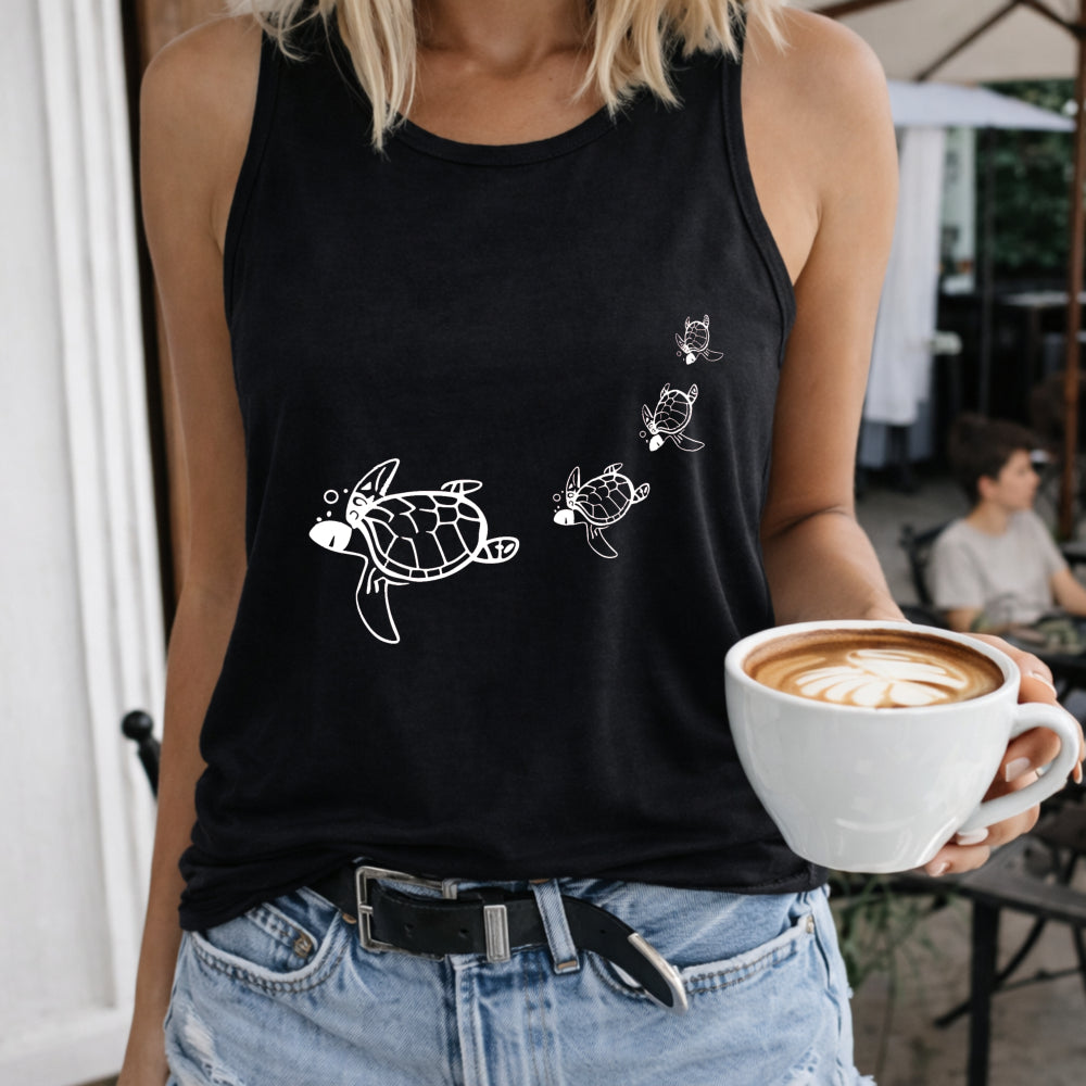 Cartoon Sea Turtle Women's Tank Top