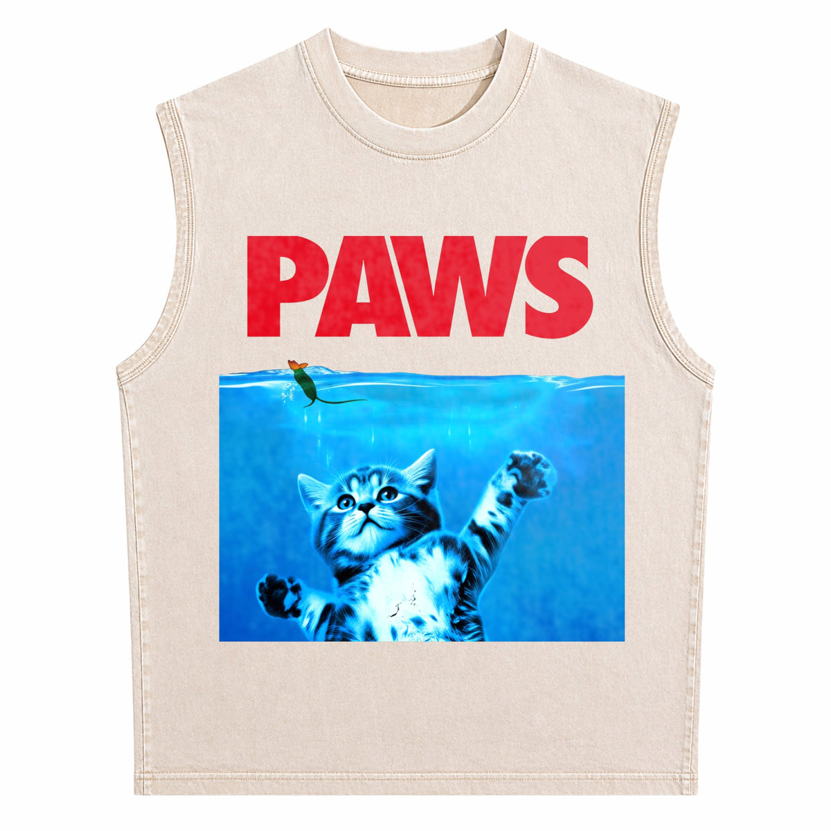 Xiongying Paws Cat And Mouse Men's Washed Tank Top