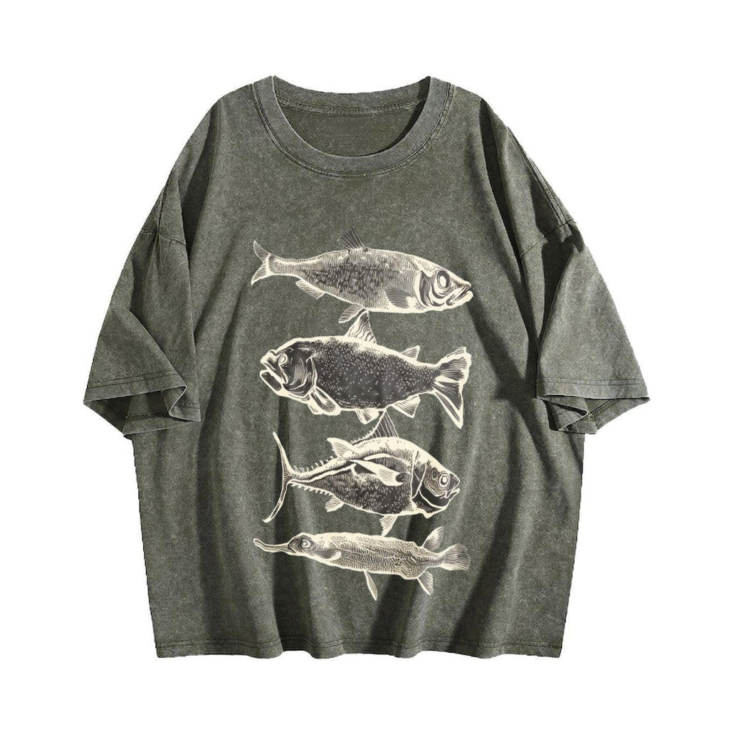 Fish Tattoo 90s Vintage Washed T-Shirt product image 4