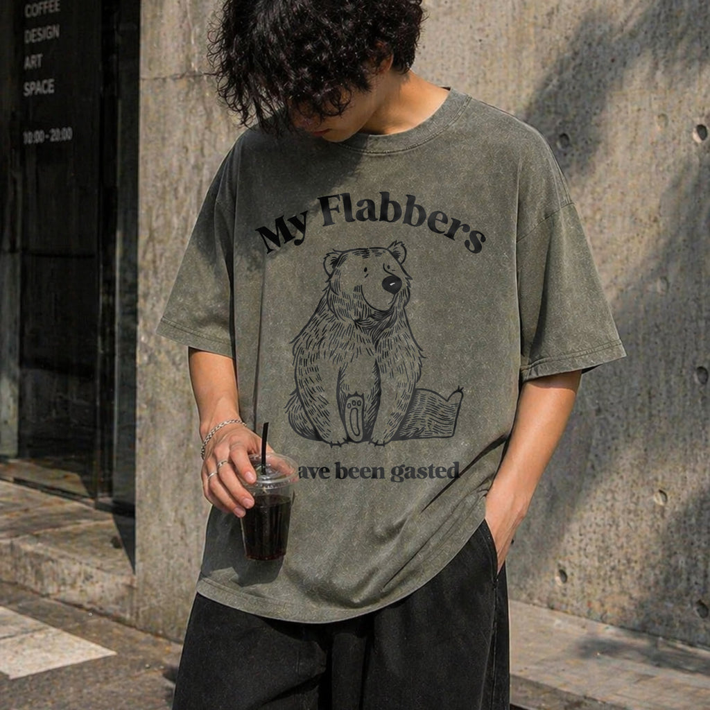 Flabbergasted Bear Funny Vintage Washed T-Shirt product image 4