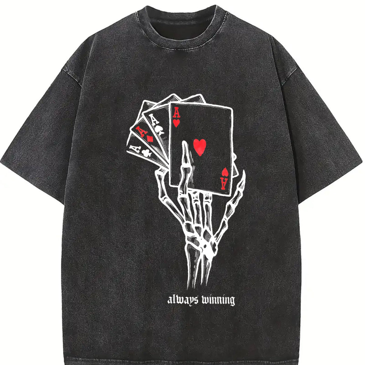 Dark Punk Of A Skeleton Hand Playing Poker Vintage Washed product image 2