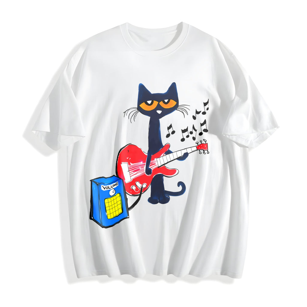 Pete The Cat Playing Guitar Cotton T-Shirt product image 2