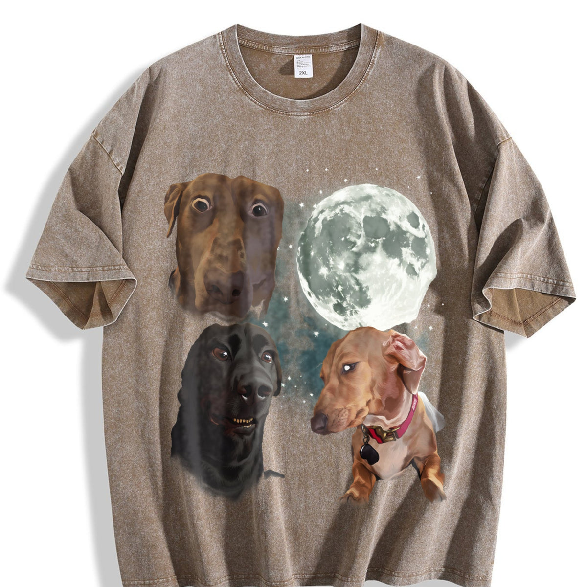 Three Dog Meme Moon Vintage Washed T-Shirt product image 3