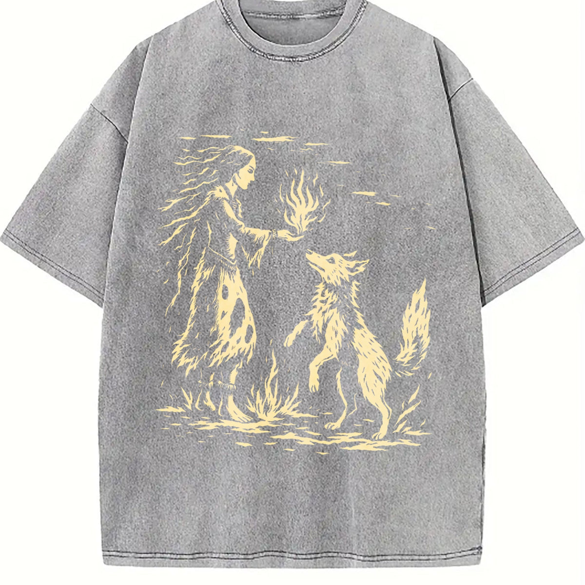 American Native Wolf Vintage Washed T-Shirt product image 5