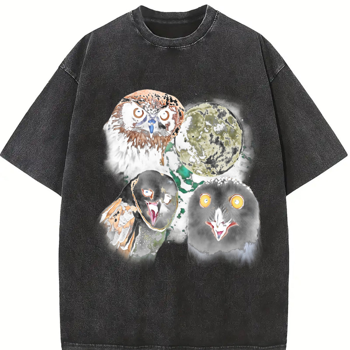 Three Owls Funny Vintage Washed T-Shirt product image 2