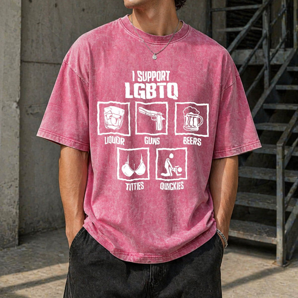I Support Lgbtq Vintage Washed T-Shirt product image 7
