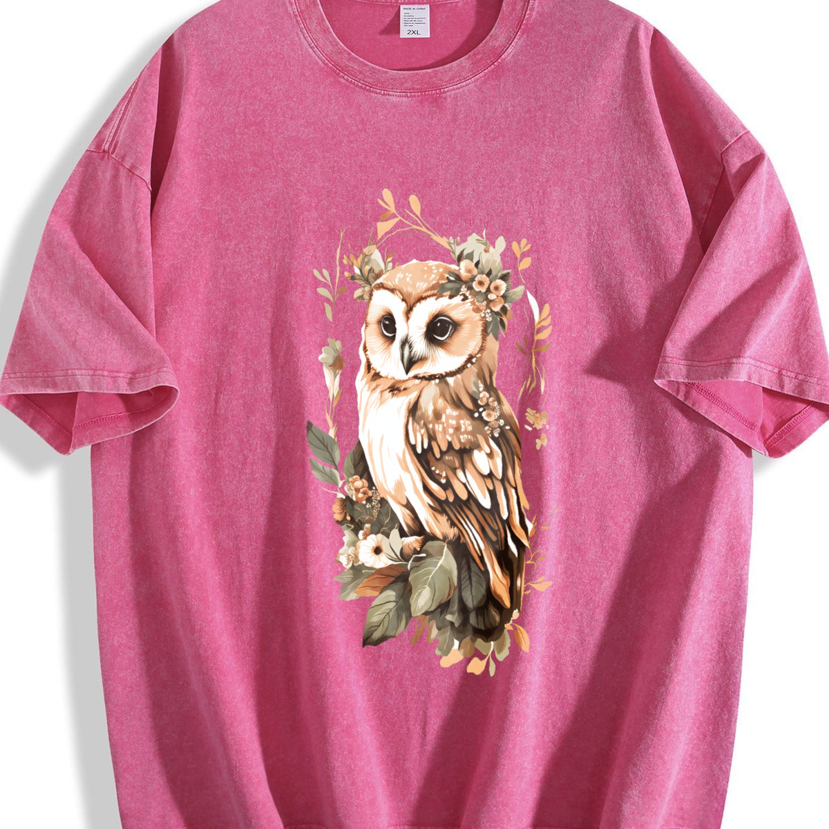 Green Leaf Owl Vintage Washed T-Shirt product image 7