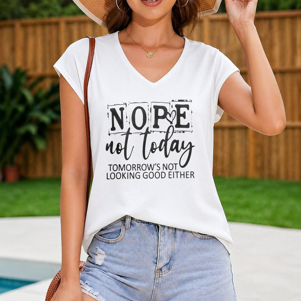 Patterned Nope Not Today Tomorrow's Not Looking Good Women's V-Neck Tank Top