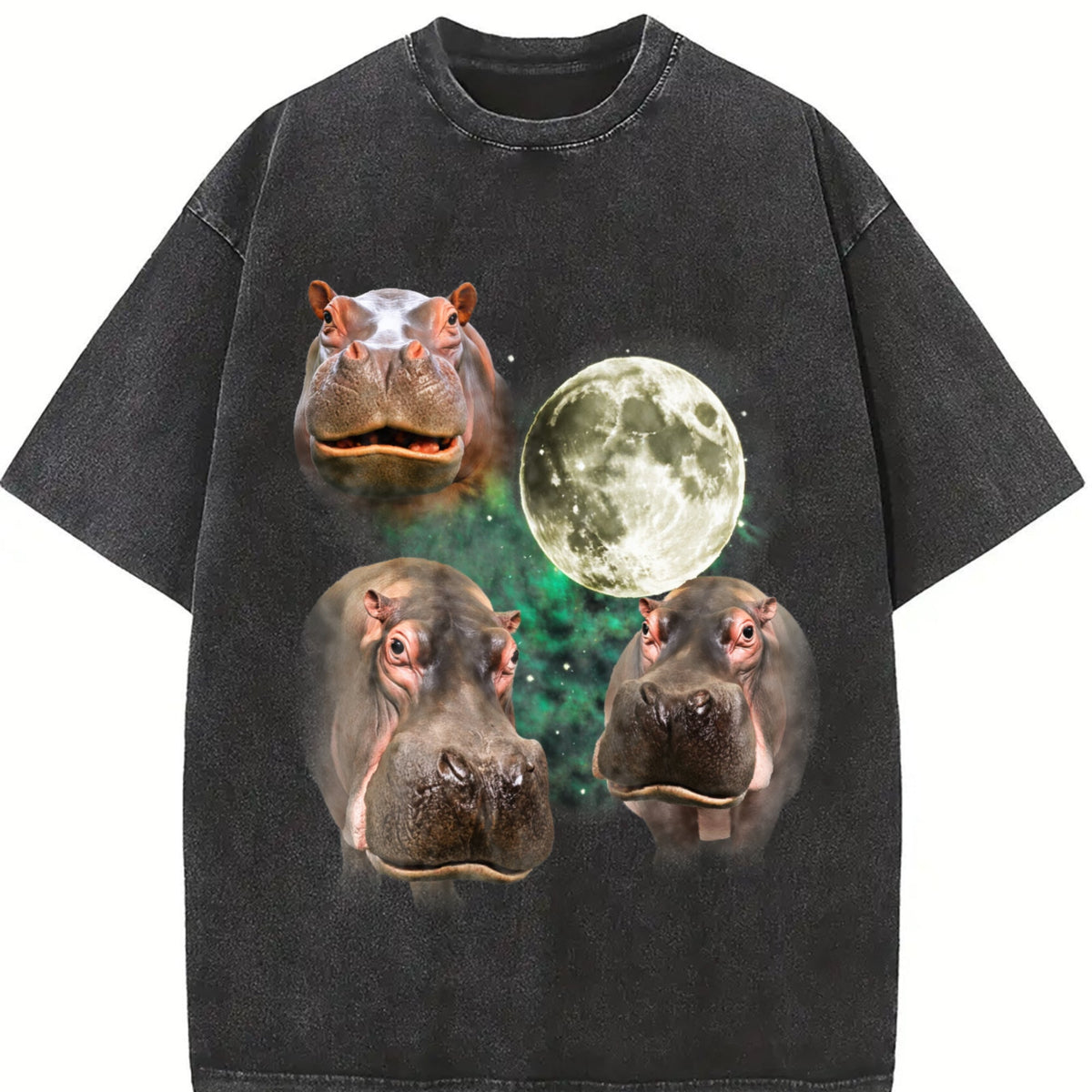 Three Hippo Funny Vintage Washed T-Shirt product image 2