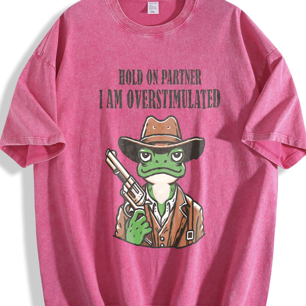 Hold On Partner I'm Overstimulated Vintage Washed T-Shirt product image 7