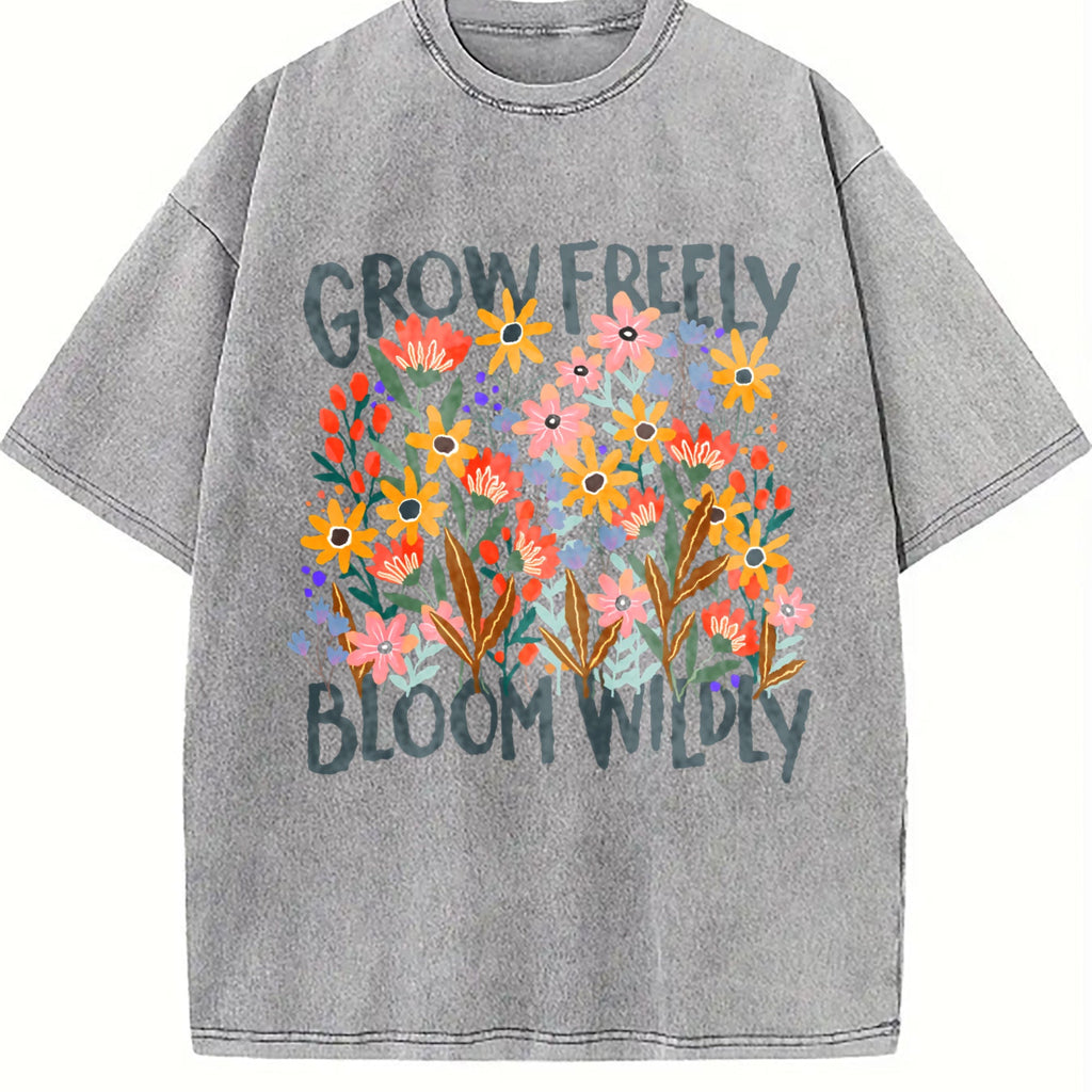 Grow Freely Bloom Wildly Flowers Vintage Washed T-Shirt product image 4
