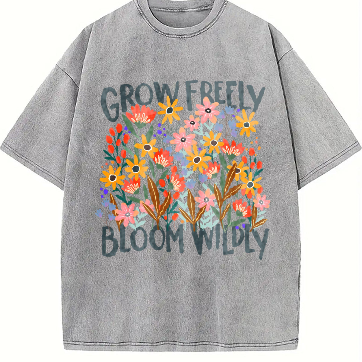 Grow Freely Bloom Wildly Flowers Vintage Washed T-Shirt product image 4