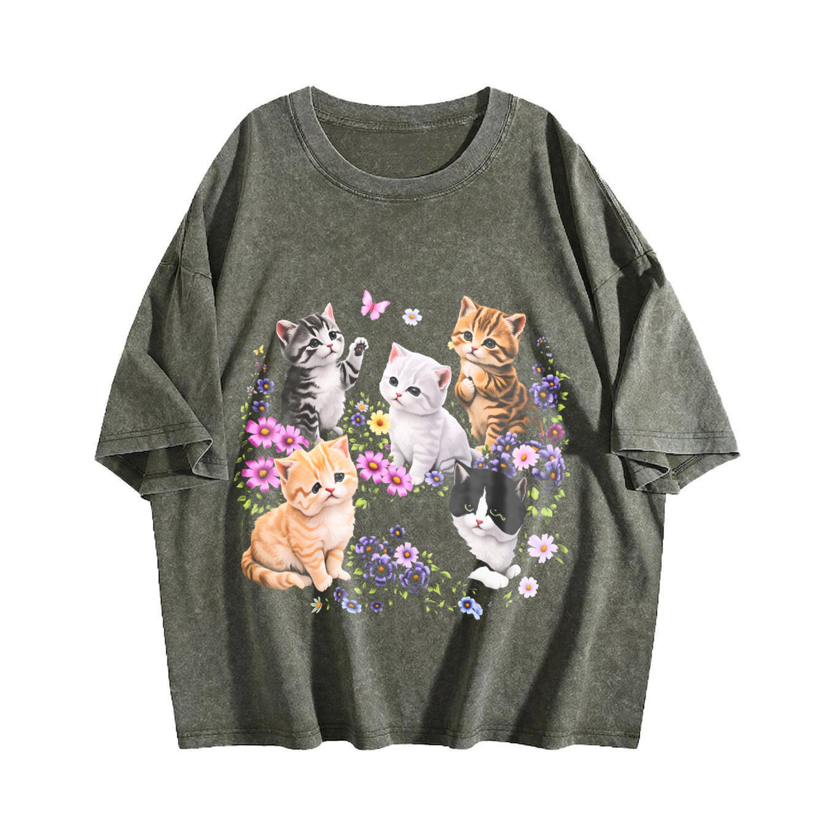 Cute Kitten Vintage Washed T-Shirt product image 4